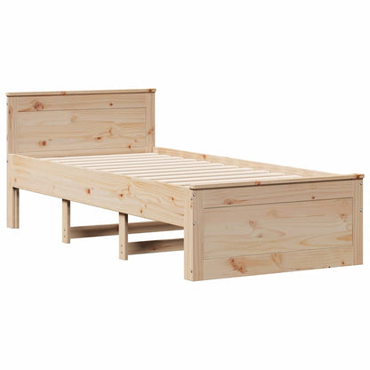 vidaXL Bed Frame without Mattress with Headboard 75x190 cm Small Single Solid Wood Pine