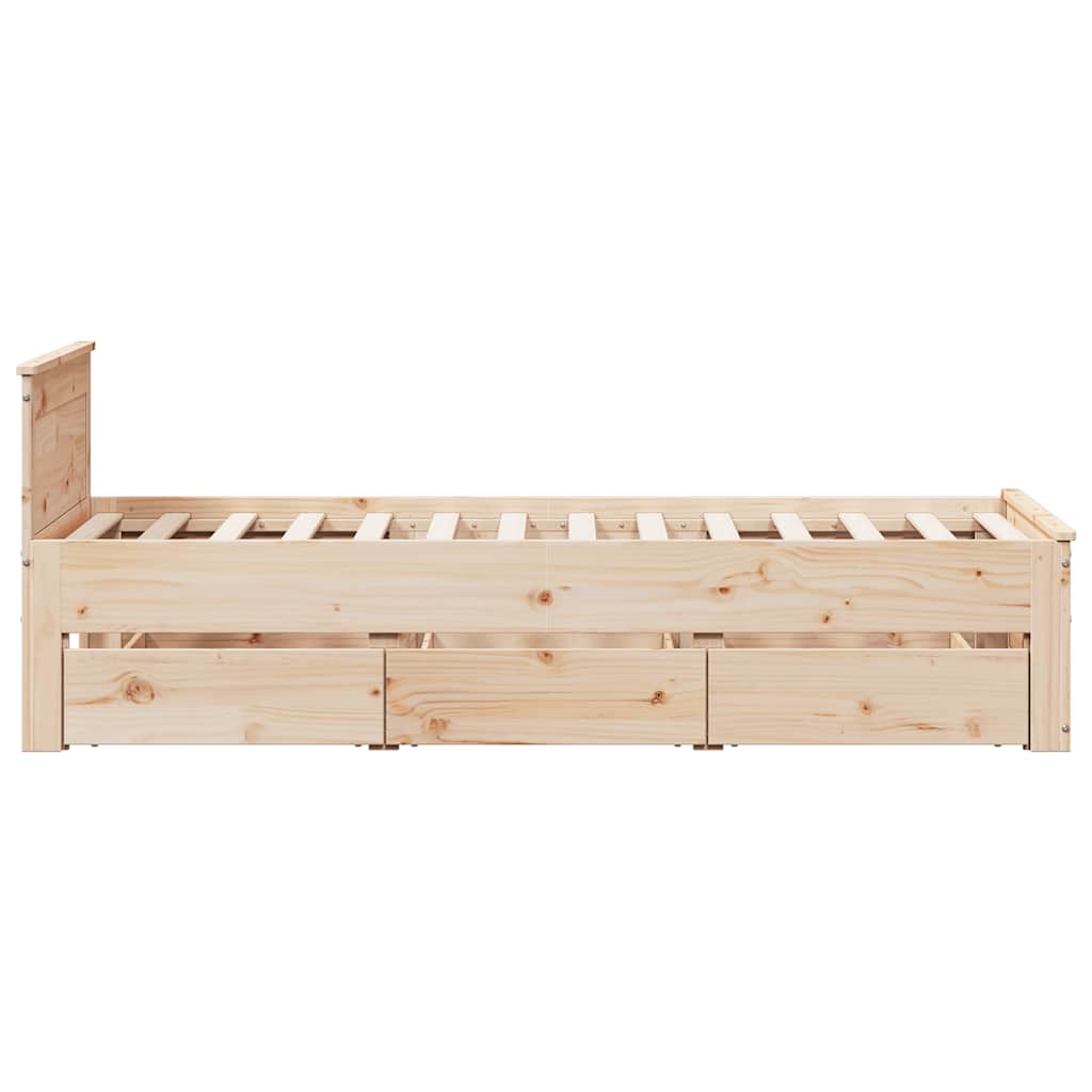 vidaXL Bed Frame without Mattress with Headboard 75x190 cm Small Single Solid Wood Pine