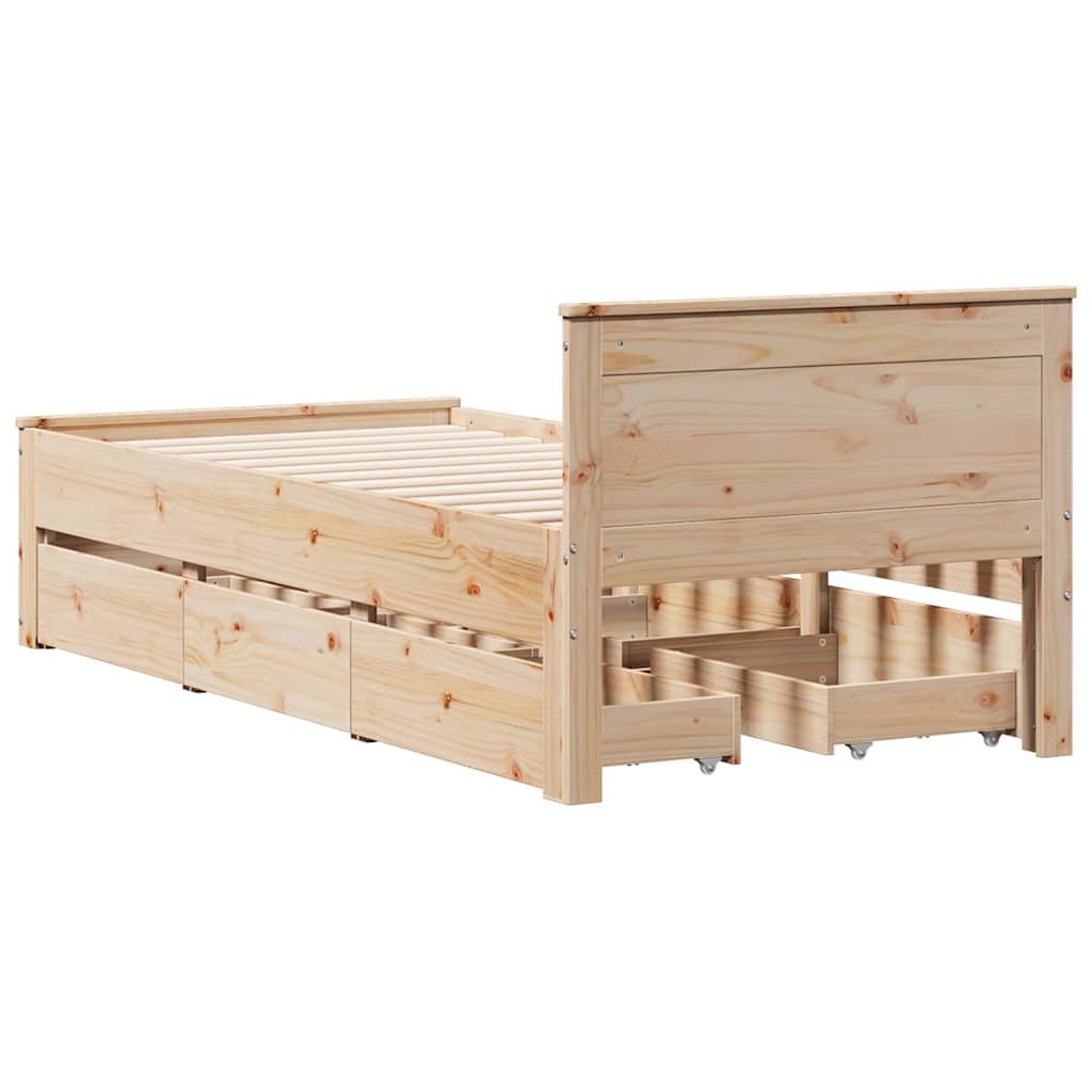 vidaXL Bed Frame without Mattress with Headboard 75x190 cm Small Single Solid Wood Pine