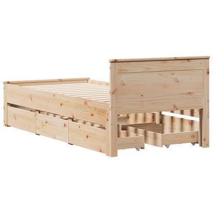 vidaXL Bed Frame without Mattress with Headboard 75x190 cm Small Single Solid Wood Pine