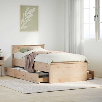vidaXL Bed Frame without Mattress with Headboard 75x190 cm Small Single Solid Wood Pine