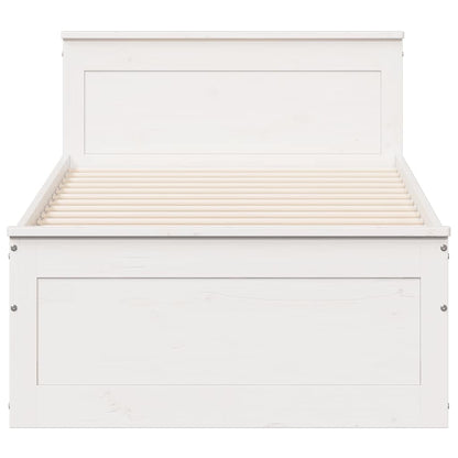 vidaXL Bed Frame without Mattress with Headboard White 75x190 cm Small Single Solid Wood Pine