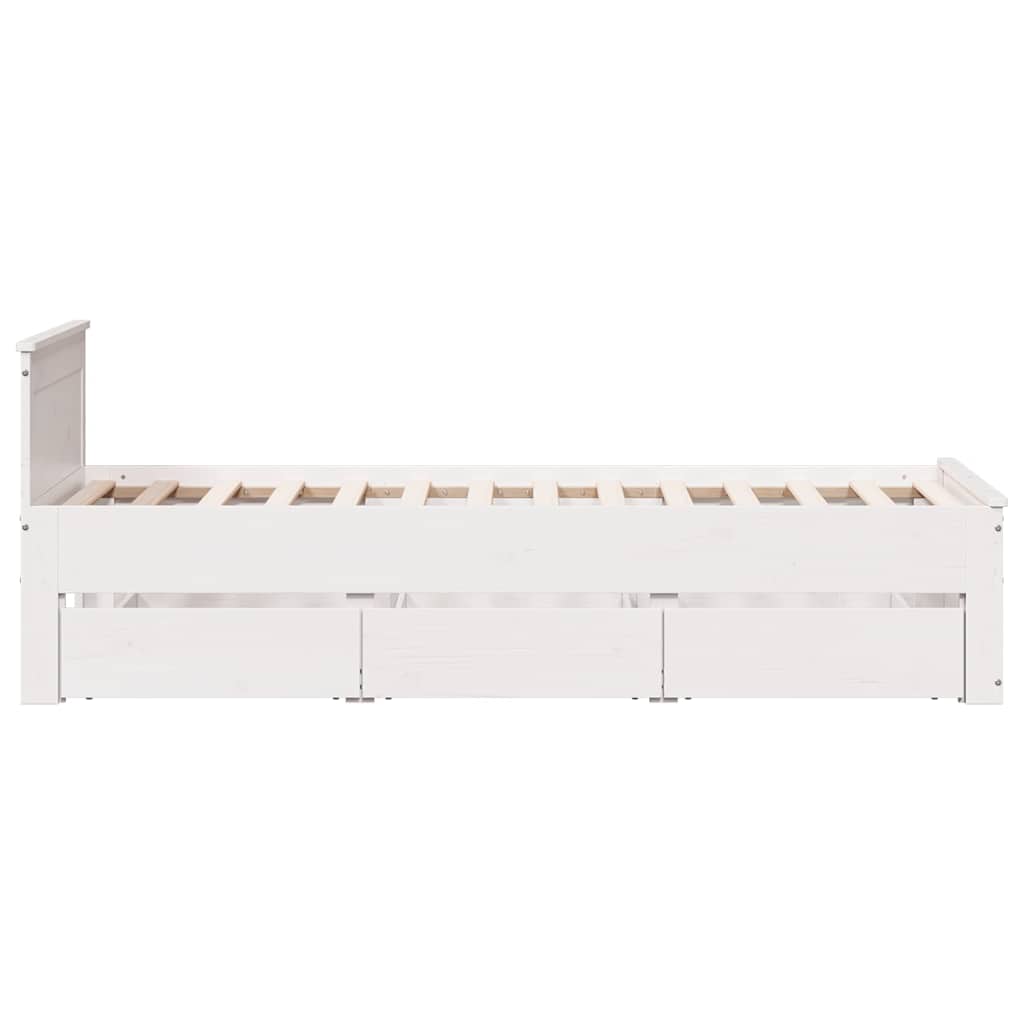 vidaXL Bed Frame without Mattress with Headboard White 75x190 cm Small Single Solid Wood Pine