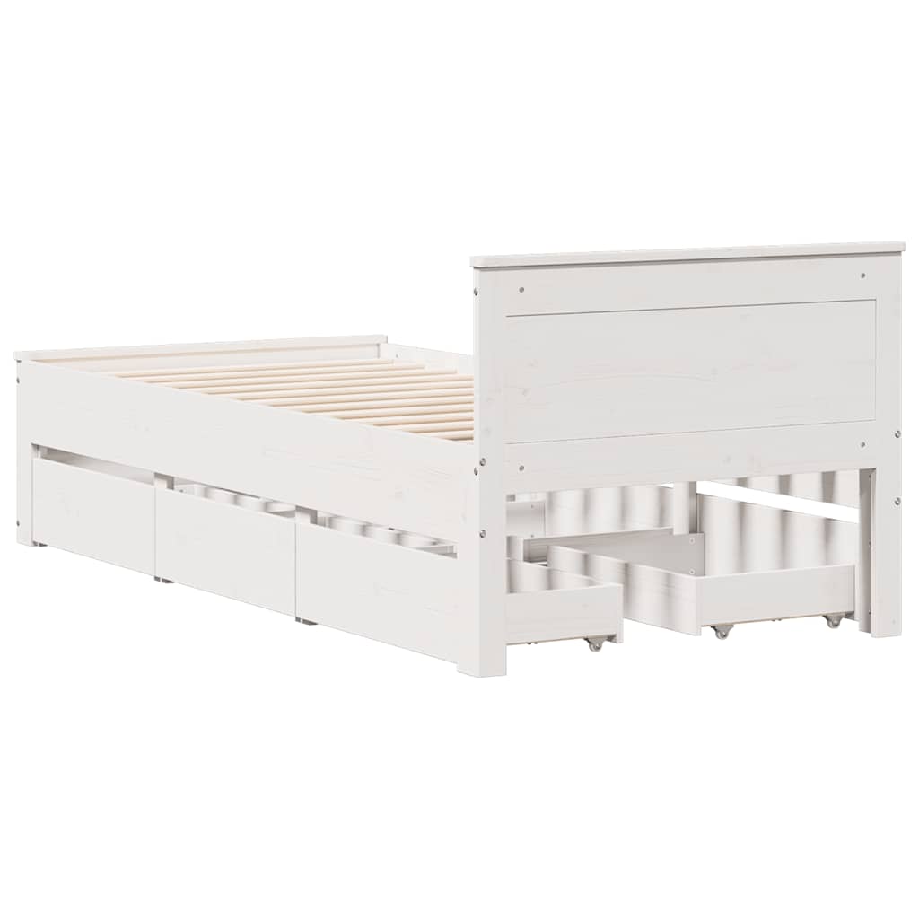 vidaXL Bed Frame without Mattress with Headboard White 75x190 cm Small Single Solid Wood Pine