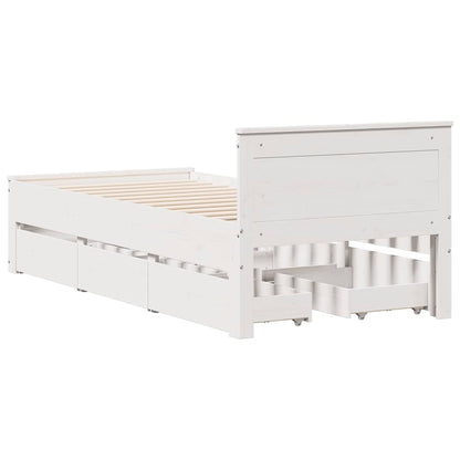 vidaXL Bed Frame without Mattress with Headboard White 75x190 cm Small Single Solid Wood Pine