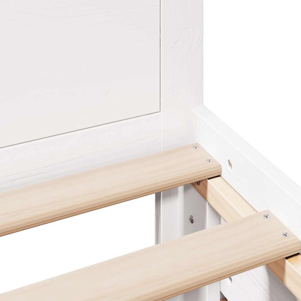 vidaXL Bed Frame without Mattress with Headboard White 75x190 cm Small Single Solid Wood Pine