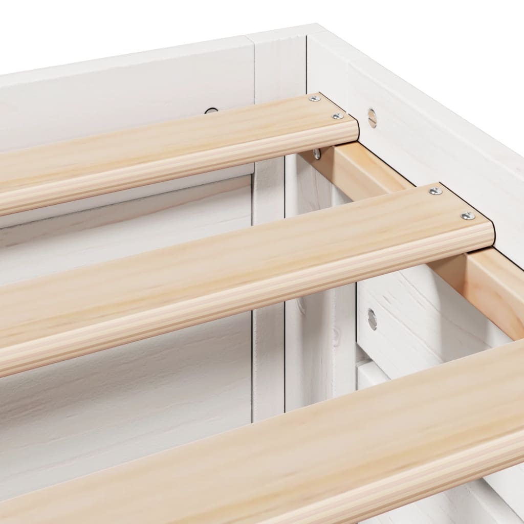 vidaXL Bed Frame without Mattress with Drawers White 150x200 cm King Size Solid Wood Pine