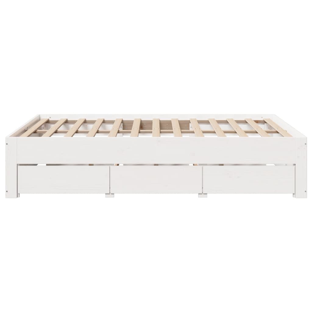 vidaXL Bed Frame without Mattress with Drawers White 140x200 cm Solid Wood Pine