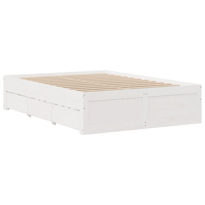 vidaXL Bed Frame without Mattress with Drawers White 140x200 cm Solid Wood Pine