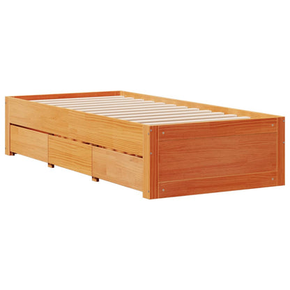 vidaXL Bed Frame without Mattress with Drawers Wax Brown 100x200 cm Solid Wood Pine
