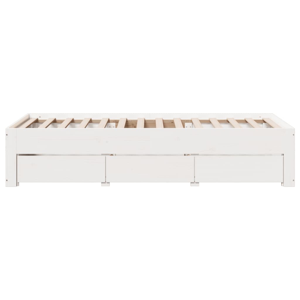 vidaXL Bed Frame without Mattress with Drawers White 90x200 cm Solid Wood Pine