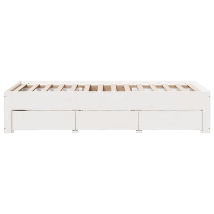 vidaXL Bed Frame without Mattress with Drawers White 90x200 cm Solid Wood Pine