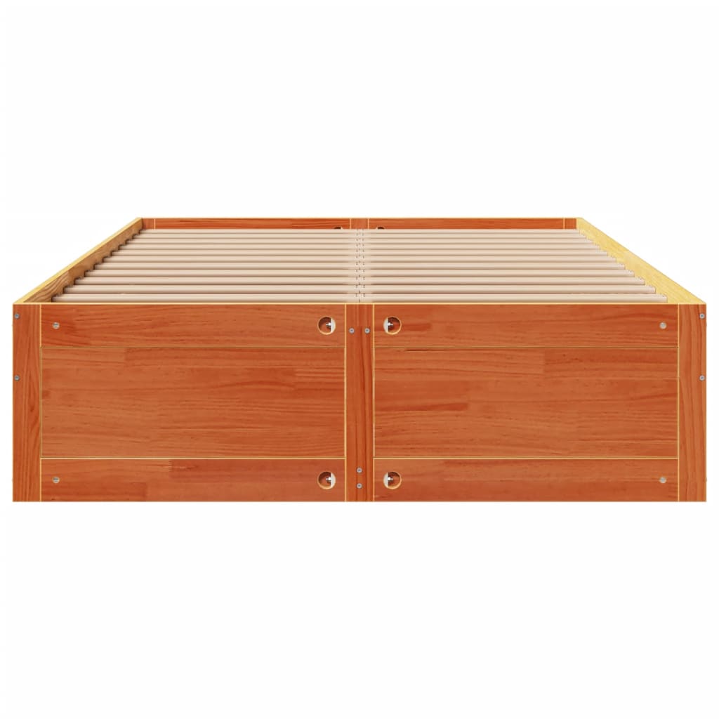 vidaXL Bed Frame without Mattress with Drawers Wax Brown 140x190 cm Solid Wood Pine