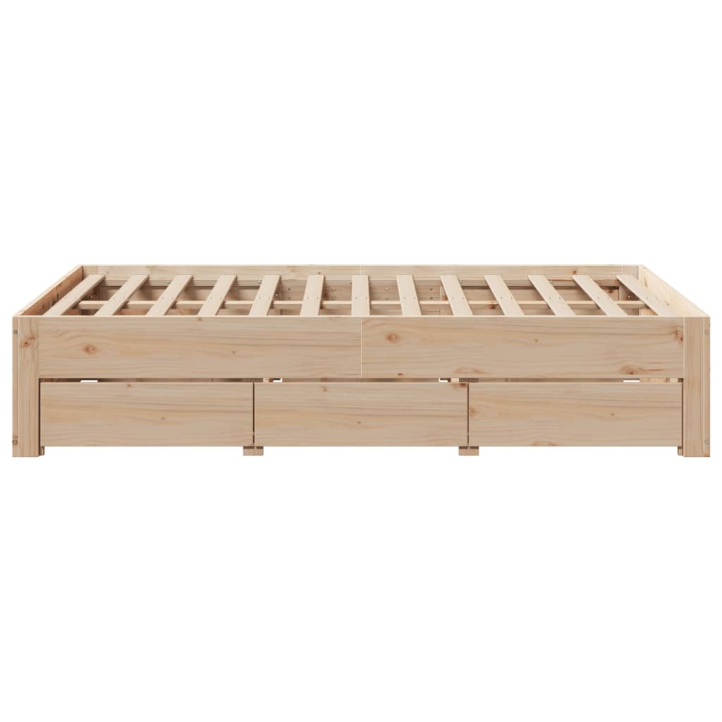 vidaXL Bed Frame without Mattress with Drawers 135x190 cm Double Solid Wood Pine