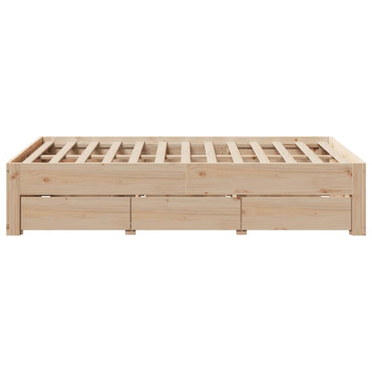 vidaXL Bed Frame without Mattress with Drawers 135x190 cm Double Solid Wood Pine