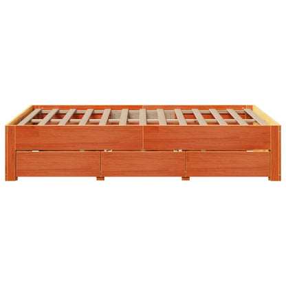 vidaXL Bed Frame without Mattress with Drawers Wax Brown 120x190 cm Small Double Solid Wood Pine