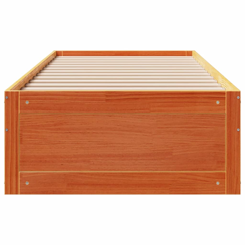 vidaXL Bed Frame without Mattress with Drawers Wax Brown 90x190 cm Single Solid Wood Pine