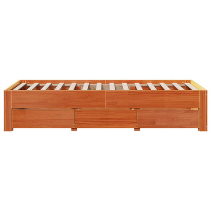 vidaXL Bed Frame without Mattress with Drawers Wax Brown 90x190 cm Single Solid Wood Pine
