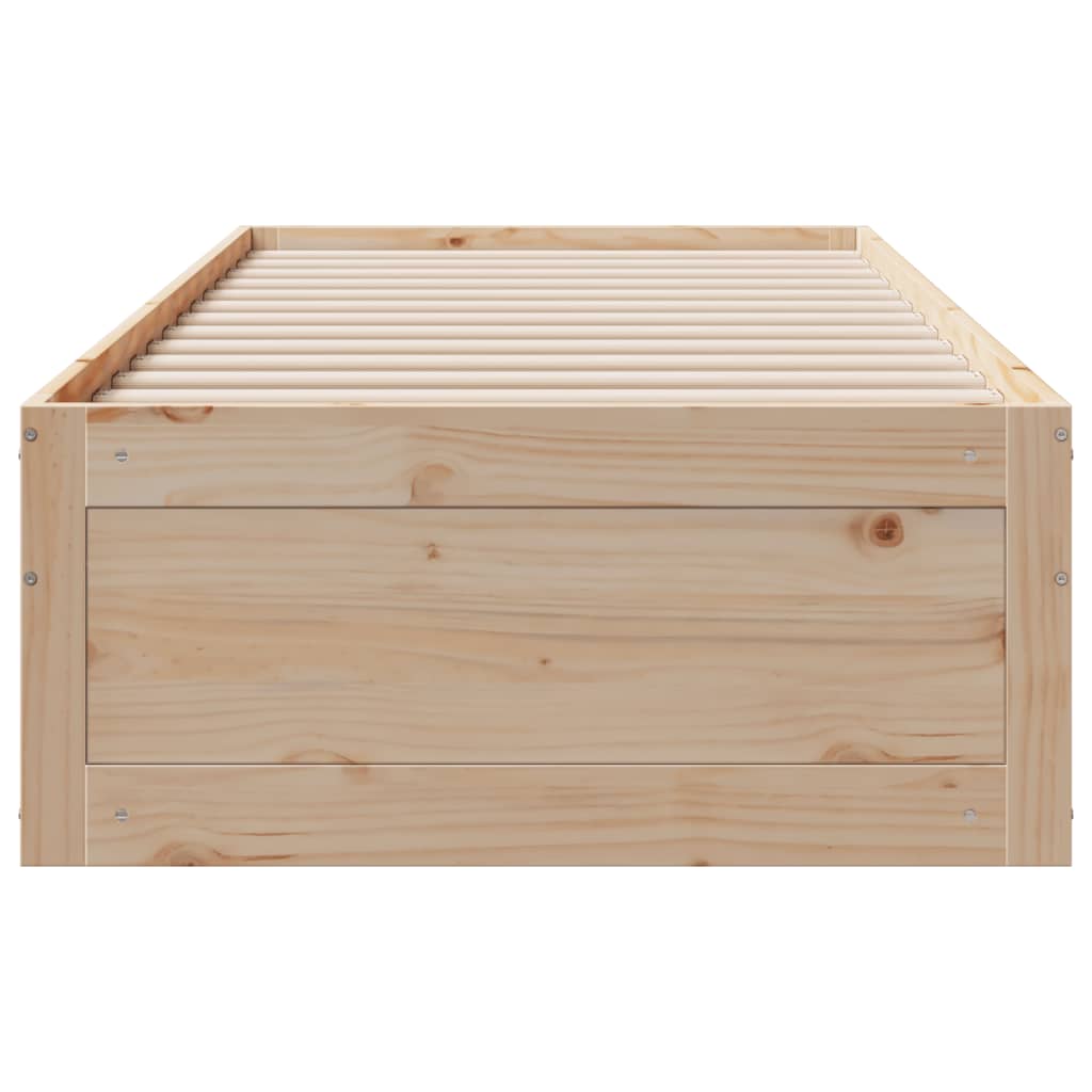 vidaXL Bed Frame without Mattress with Drawers 75x190 cm Small Single Solid Wood Pine