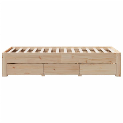 vidaXL Bed Frame without Mattress with Drawers 75x190 cm Small Single Solid Wood Pine