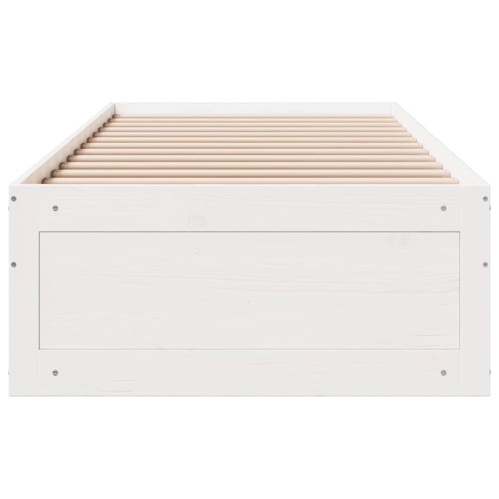 vidaXL Bed Frame without Mattress with Drawers White 75x190 cm Small Single Solid Wood Pine