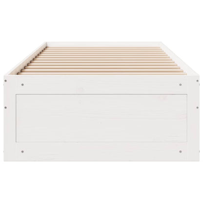 vidaXL Bed Frame without Mattress with Drawers White 75x190 cm Small Single Solid Wood Pine