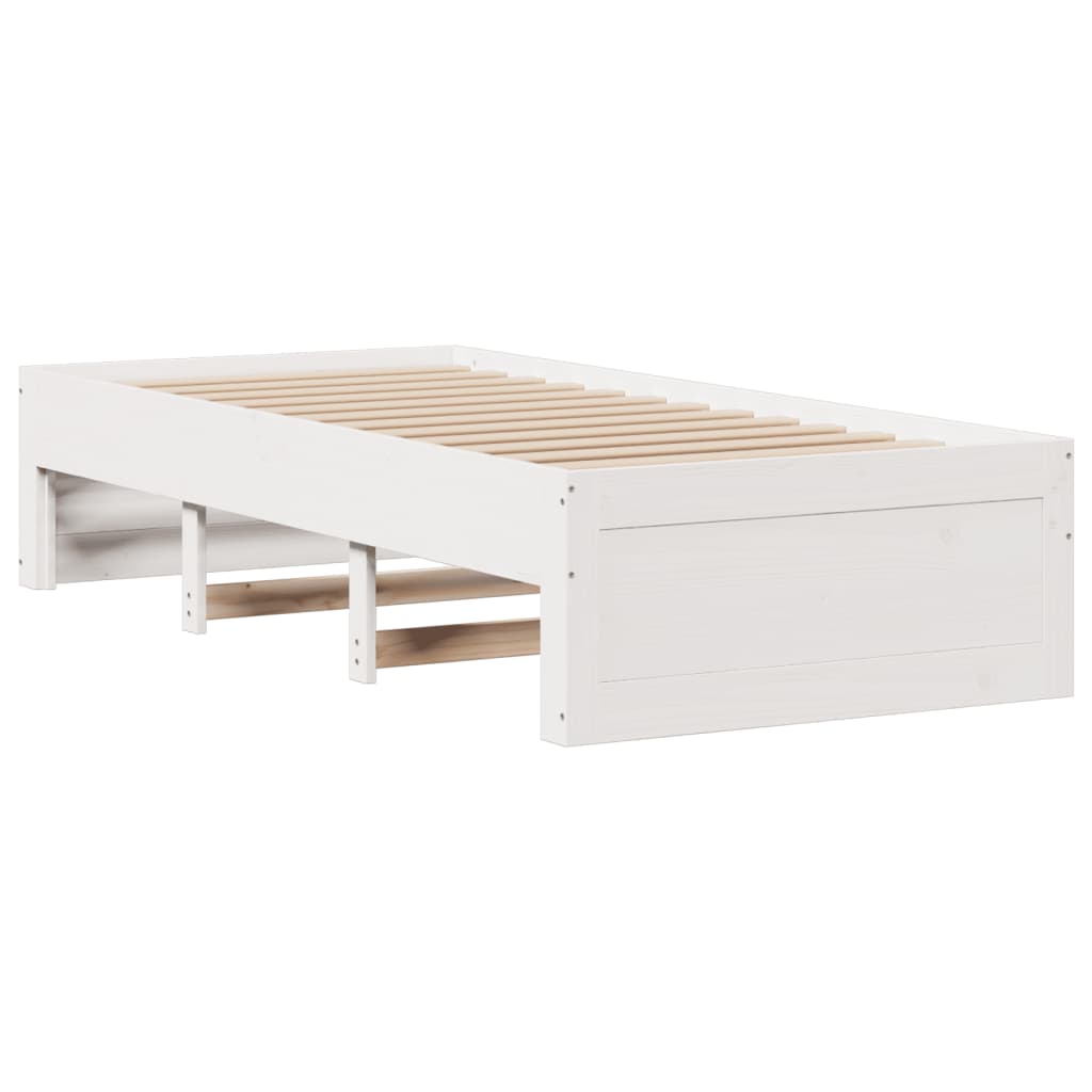vidaXL Bed Frame without Mattress with Drawers White 75x190 cm Small Single Solid Wood Pine