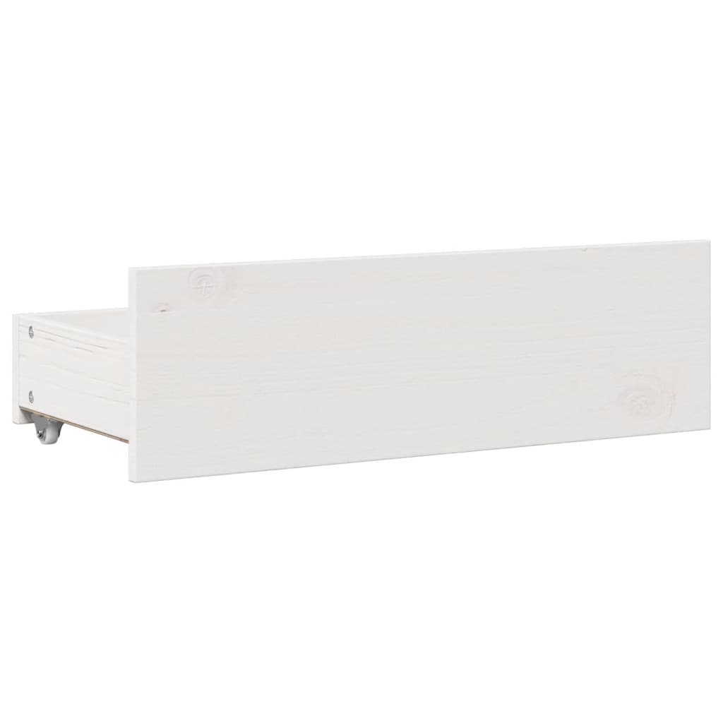 vidaXL Bed Frame without Mattress with Drawers White 75x190 cm Small Single Solid Wood Pine