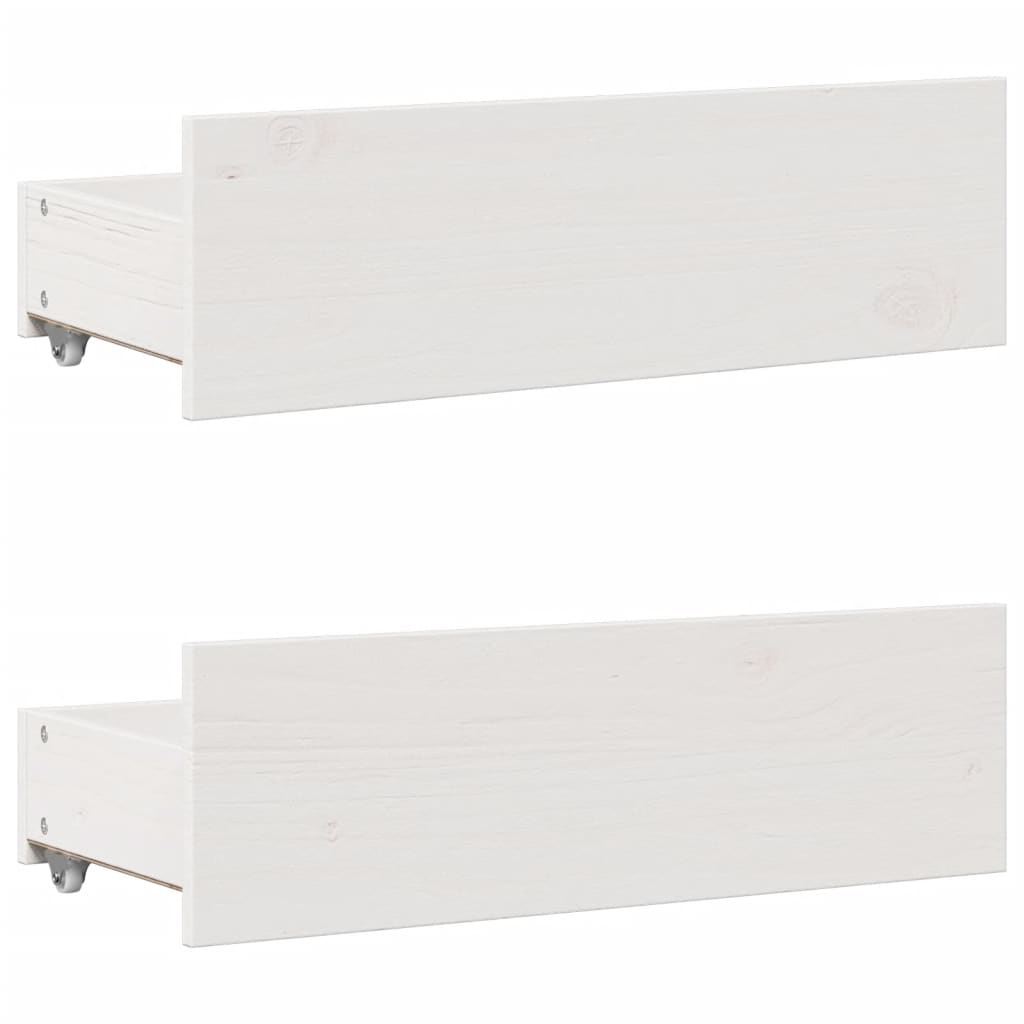 vidaXL Bed Frame without Mattress with Drawers White 75x190 cm Small Single Solid Wood Pine