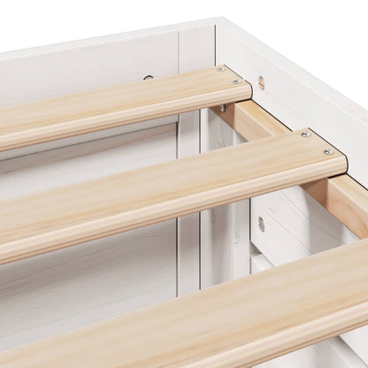 vidaXL Bed Frame without Mattress with Drawers White 75x190 cm Small Single Solid Wood Pine