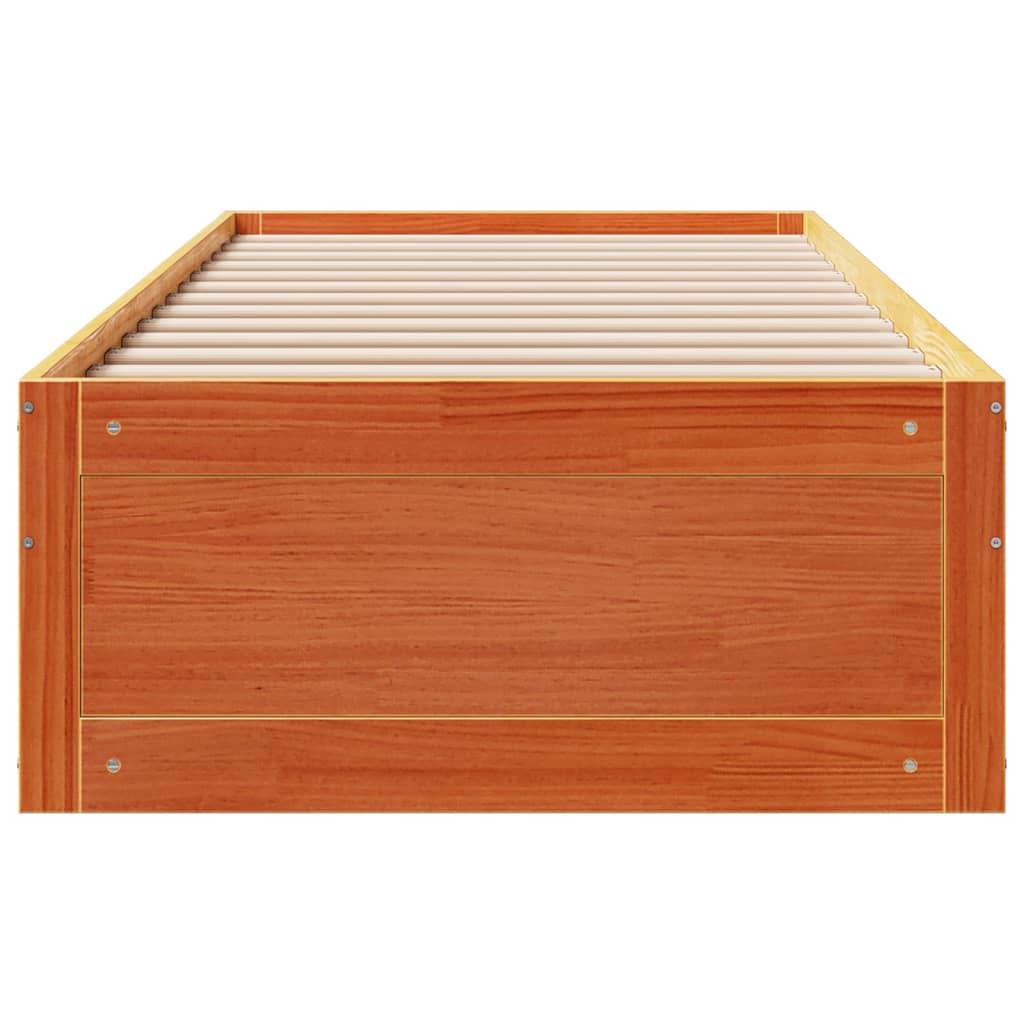 vidaXL Bed Frame without Mattress with Drawers Wax Brown 75x190 cm Small Single Solid Wood Pine