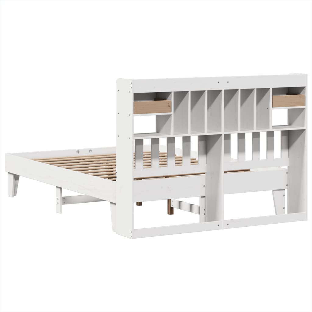vidaXL Bed Frame without Mattress White 150x200 cm King Size Solid Wood Pine
