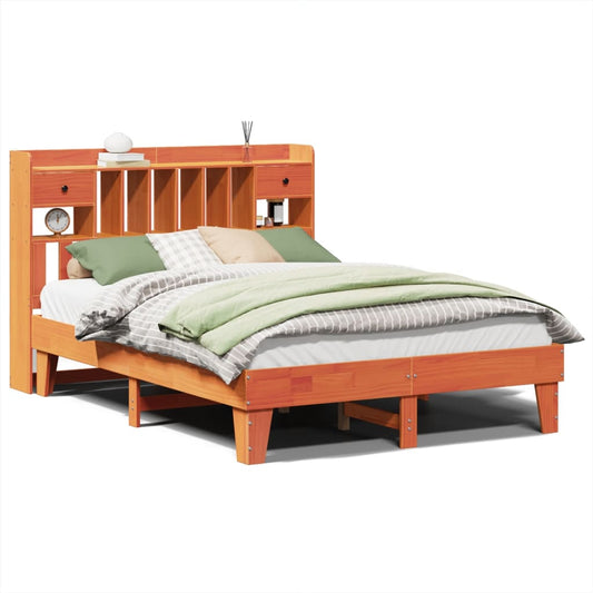 vidaXL Bed Frame without Mattress Wax Brown 150x200 cm King Size Solid Wood Pine