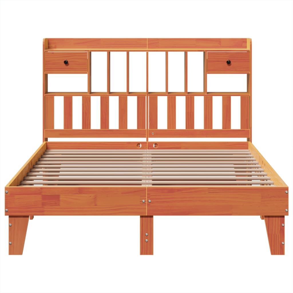 vidaXL Bed Frame without Mattress Wax Brown 150x200 cm King Size Solid Wood Pine
