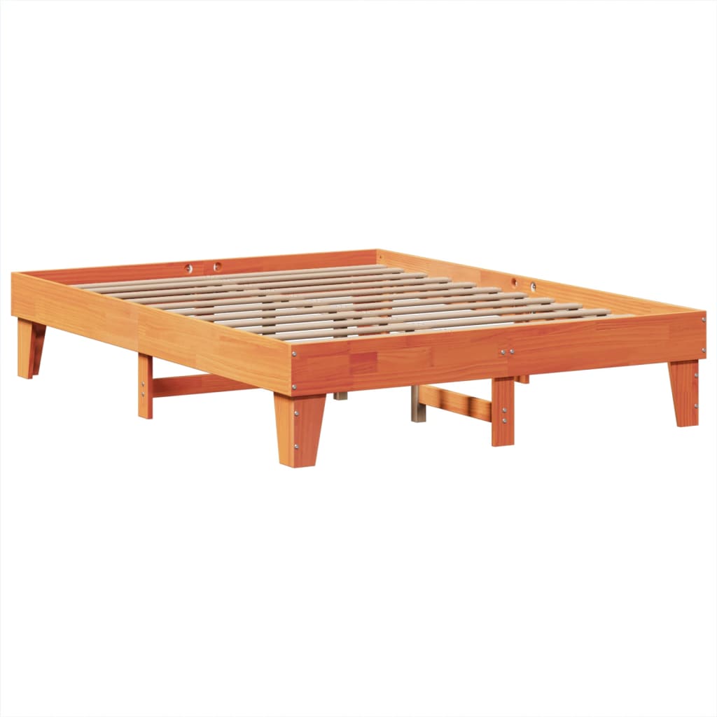vidaXL Bed Frame without Mattress Wax Brown 150x200 cm King Size Solid Wood Pine