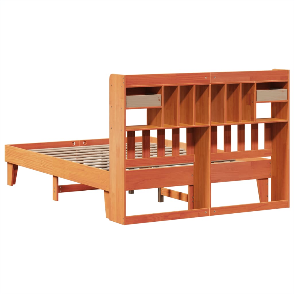 vidaXL Bed Frame without Mattress Wax Brown 150x200 cm King Size Solid Wood Pine
