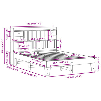 vidaXL Bed Frame without Mattress 140x200 cm Solid Wood Pine