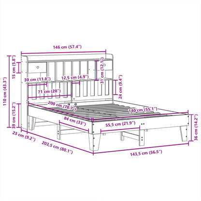 vidaXL Bed Frame without Mattress White 140x200 cm Solid Wood Pine