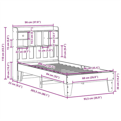 vidaXL Bed Frame without Mattress White 90x200 cm Solid Wood Pine