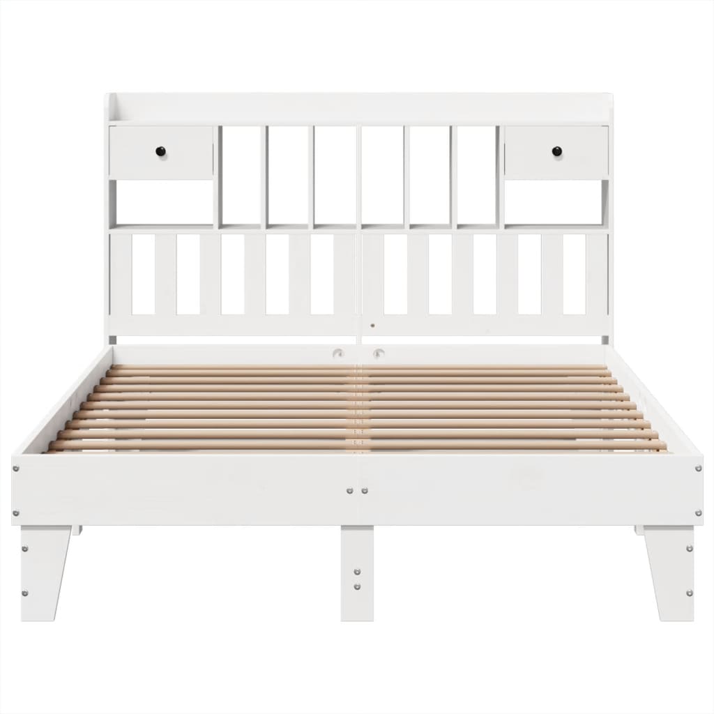 vidaXL Bed Frame without Mattress White 140x190 cm Solid Wood Pine