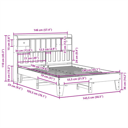 vidaXL Bed Frame without Mattress White 140x190 cm Solid Wood Pine
