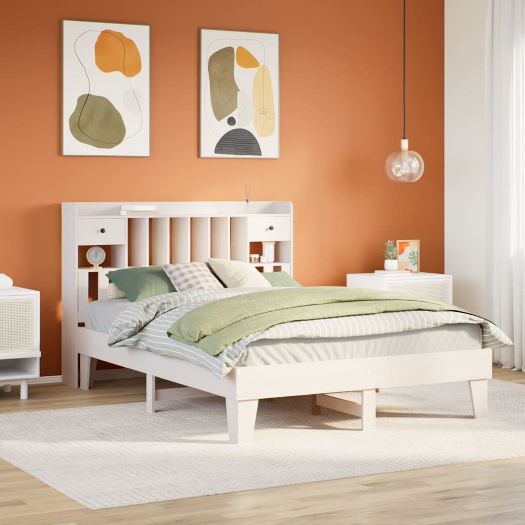 vidaXL Bed Frame without Mattress White 140x190 cm Solid Wood Pine