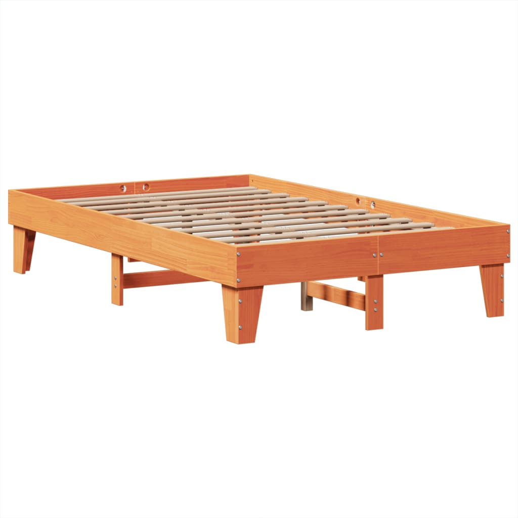 vidaXL Bed Frame without Mattress Wax Brown 135x190 cm Solid Wood Pine
