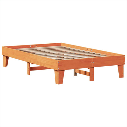 vidaXL Bed Frame without Mattress Wax Brown 135x190 cm Solid Wood Pine