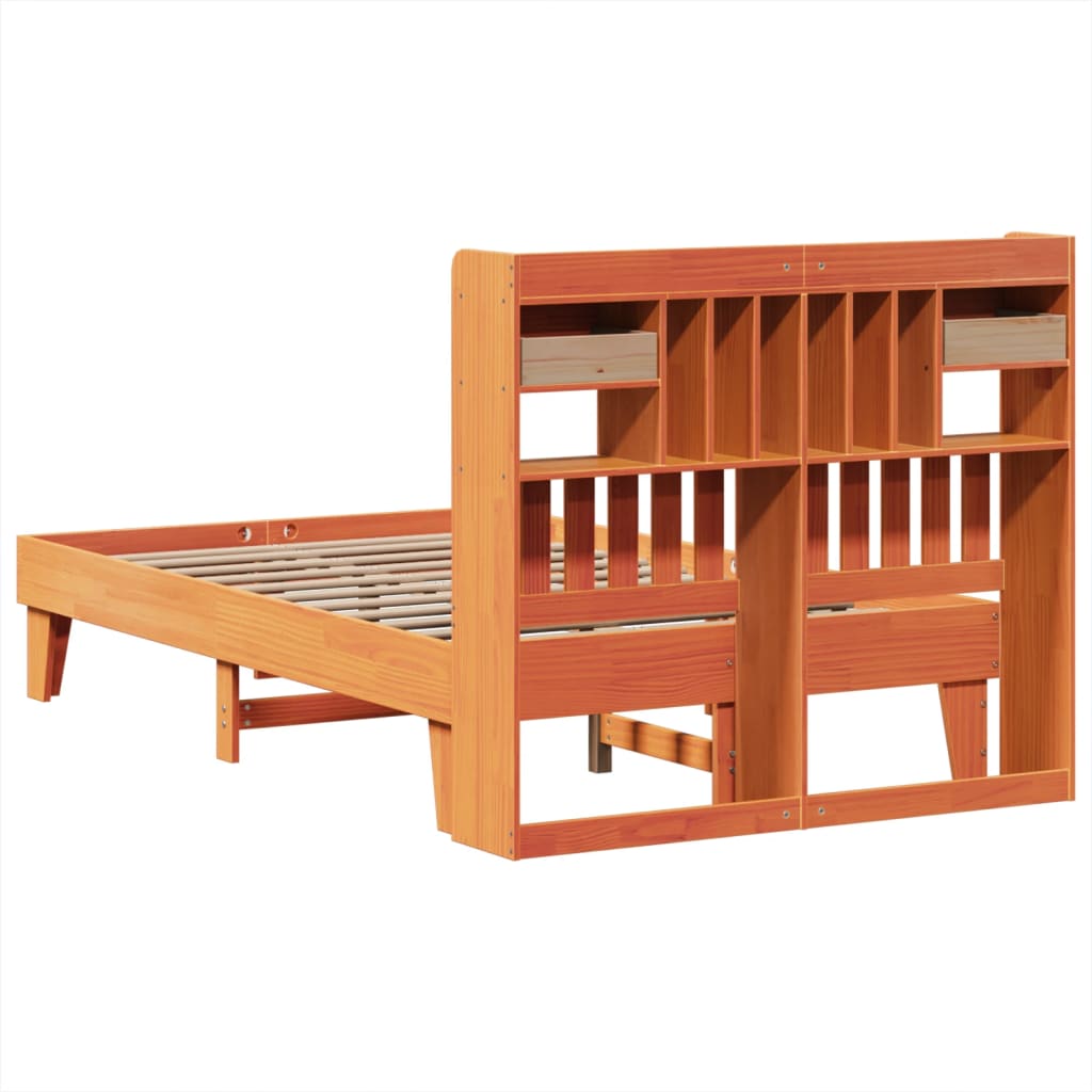 vidaXL Bed Frame without Mattress Wax Brown 135x190 cm Solid Wood Pine