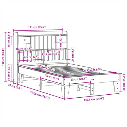 vidaXL Bed Frame without Mattress Wax Brown 135x190 cm Solid Wood Pine