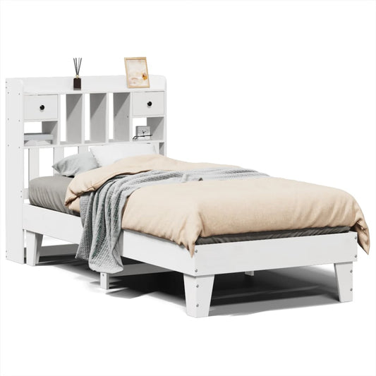 vidaXL Bed Frame without Mattress White 75x190 cm Small Single Solid Wood Pine