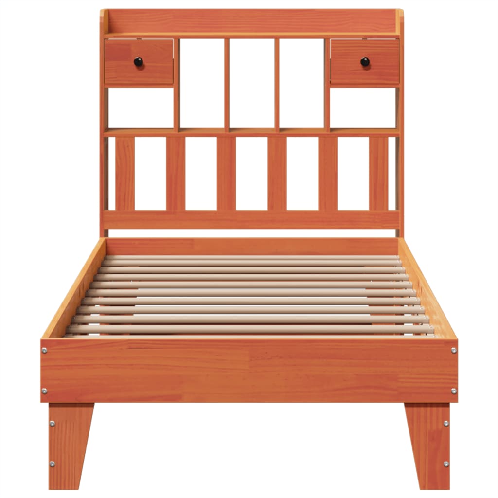 vidaXL Bed Frame without Mattress Wax Brown 75x190 cm Small Single Solid Wood Pine
