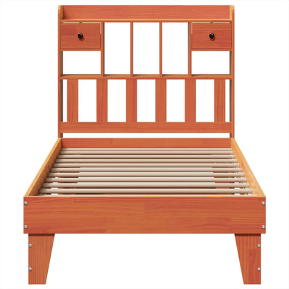 vidaXL Bed Frame without Mattress Wax Brown 75x190 cm Small Single Solid Wood Pine