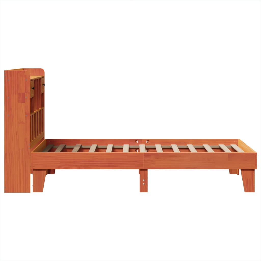 vidaXL Bed Frame without Mattress Wax Brown 75x190 cm Small Single Solid Wood Pine